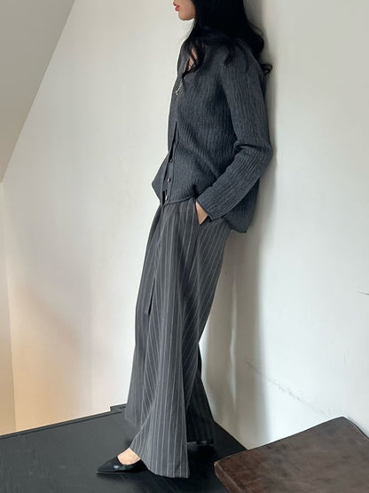 Wide Leg Striped Trousers | 條紋西裝闊褲