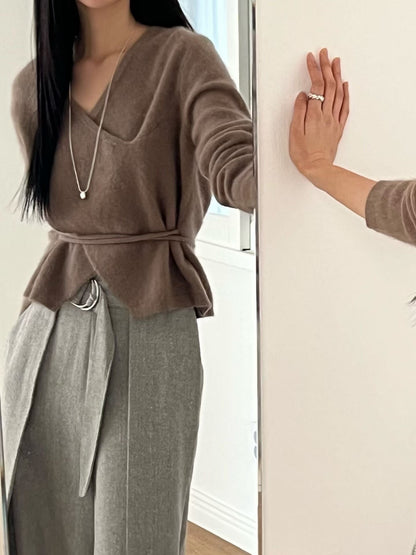 <<簡約層次>> Raccoon Wrap Top | 浣熊毛交疊上衣