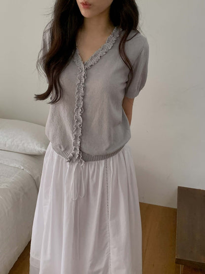 Delicate Ruffle Knitted Blouse | 精緻木耳滾邊上衣￼