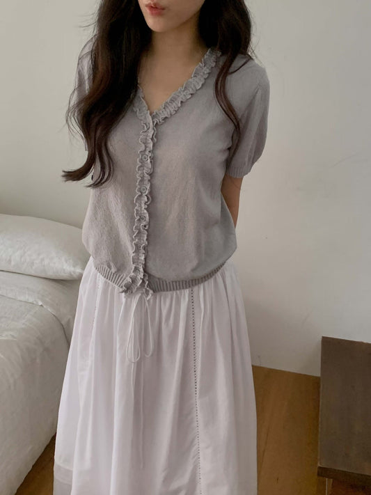Delicate Ruffle Knitted Blouse | 精緻木耳滾邊上衣￼