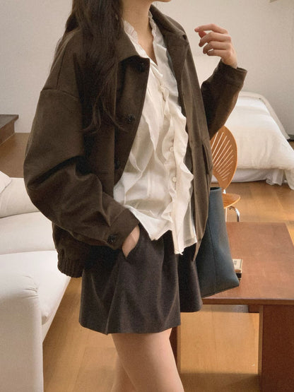 Delicate Fall Floral Ruffles Blouse