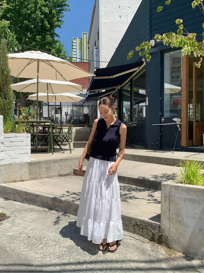 Collared Summer Linen Knit Vest | 夏日混麻質翻領針織背心