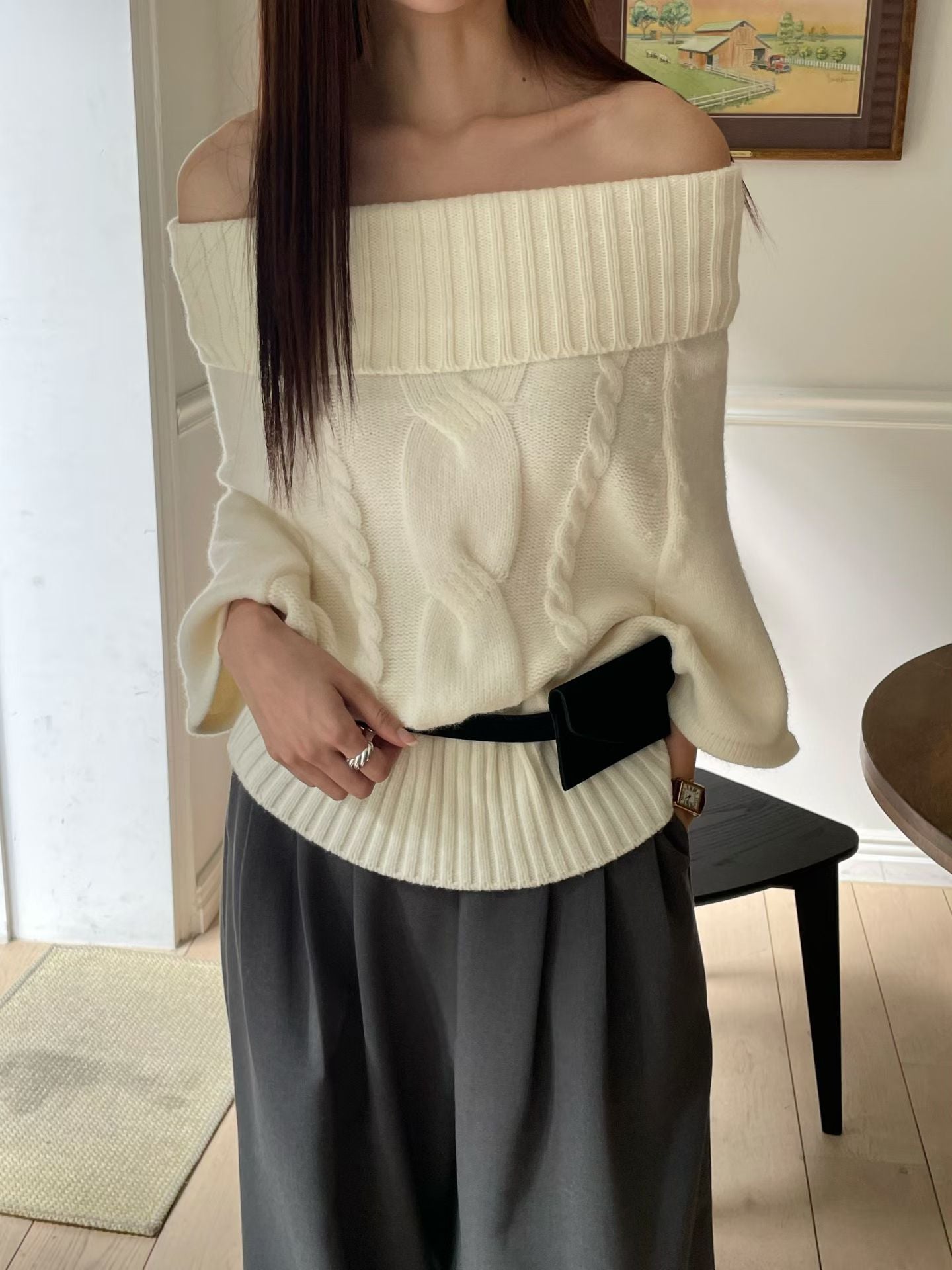 【獨特針織～】Batwing Wide Highneck Knit ｜ 精緻羅紋闊高領針織