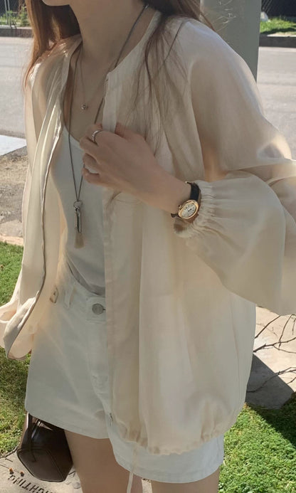 天絲輕透外套罩衣 | Sheer Tencel Zipped Jacket