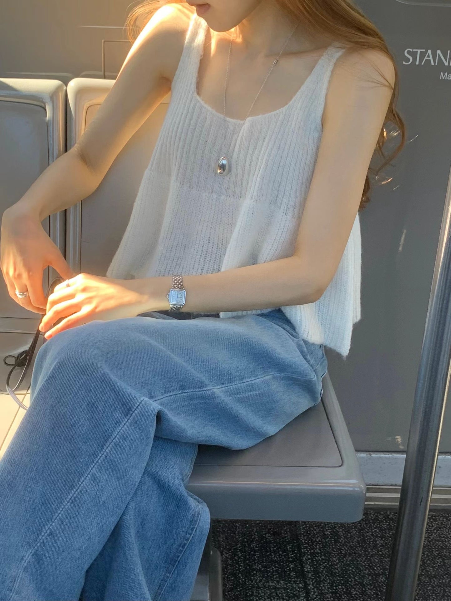 飄逸勾織方領背心 | Premium Summer Knitted Flaire Tank Top