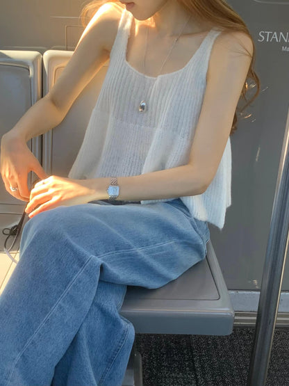 飄逸勾織方領背心 | Premium Summer Knitted Flaire Tank Top