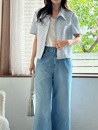 Elegant Tailored Cropped Zip Jacket | 短版拉鍊外套