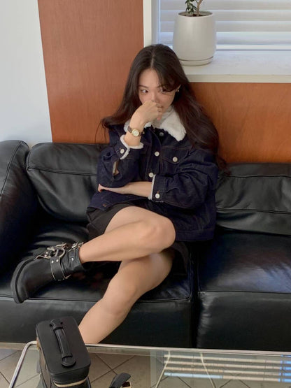 【最美冬季外套】The Denim Bomber with Shearling Collar