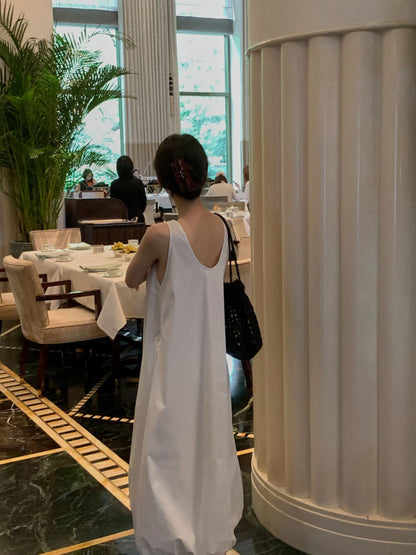 Summer Sleeveless Bubble Dress | 背心泡泡中長裙￼