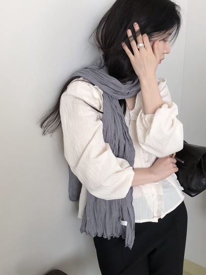 [春季必入飾品] Crepe Ruffle Scarf | 絹皺絲質頸巾￼