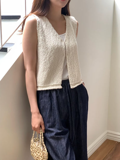 Softie Cotton Button Vest | 毛巾感開胸背心外套