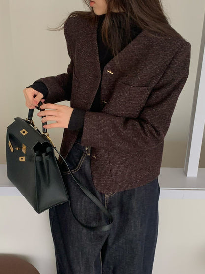 【One of a Kind】Flat Bar Tweed Blazer