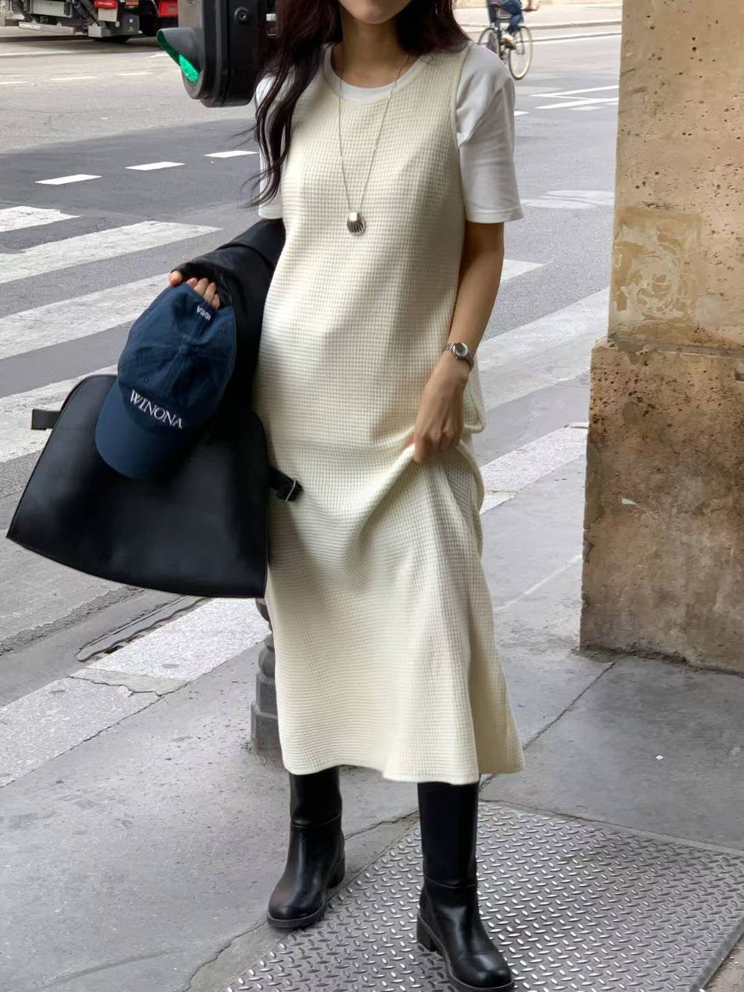 <<秋冬必備百搭OPS>> Waffle Sleeveless OPS