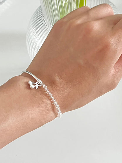 Half & Half Cherry Silver Beaded Bracelet | 小櫻桃半串珠手鏈￼