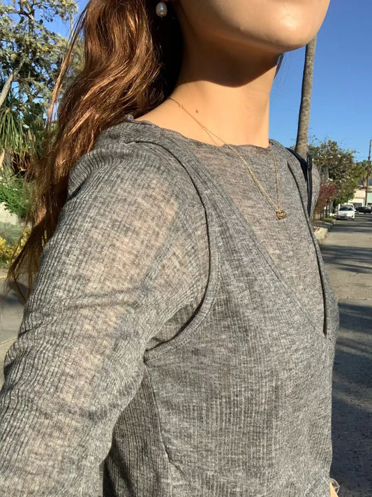 Tencel Pointelle Ruffle 2-pcs Top