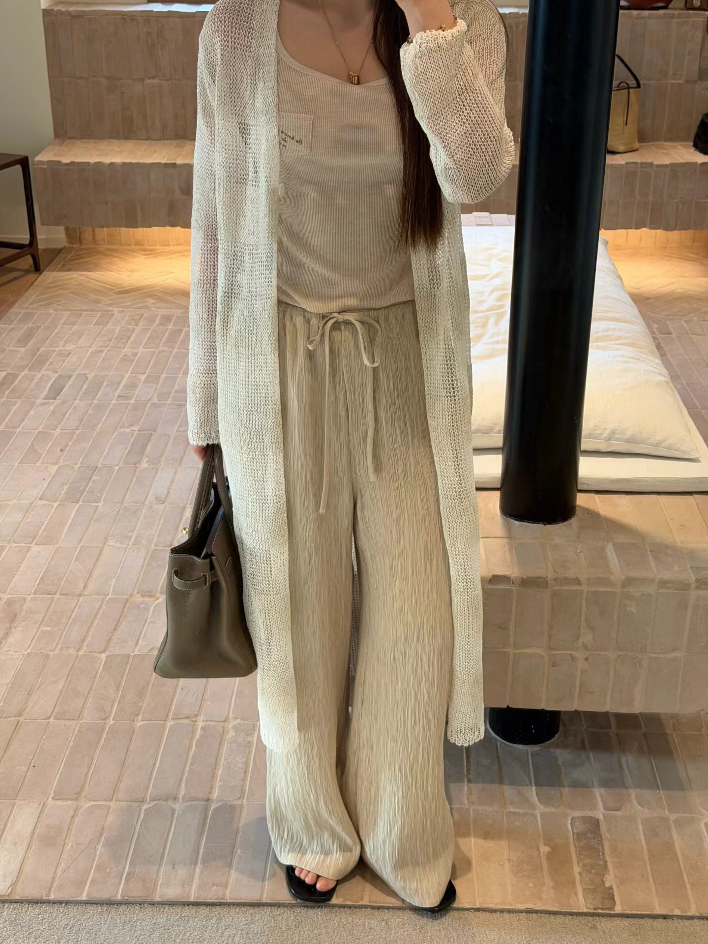 Longline Tropical Linen Cover Knit | 長版亞麻罩針織罩衫