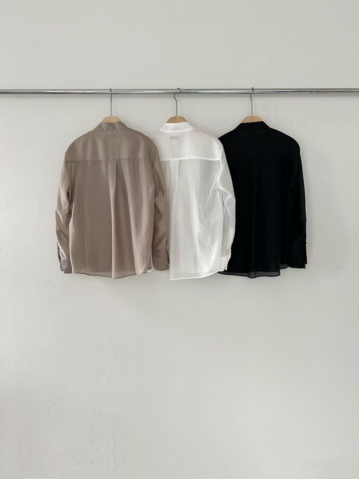 【85%親膚天絲~】Luxurious Tencel Sheer Patched Shirt | 輕透拼接防囇衣