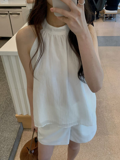 Textured Layer Halter Top | 暗紋理掛脖背心