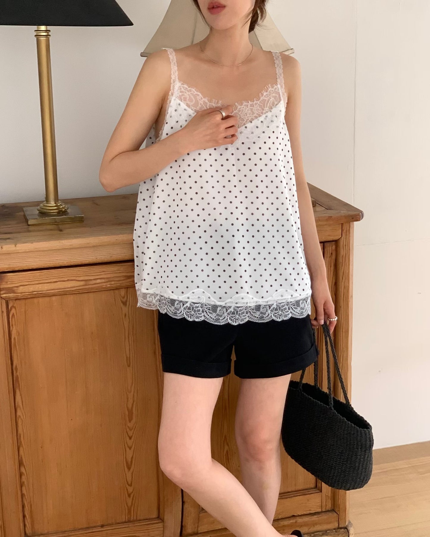 Polka Dots Lace Tank Top
