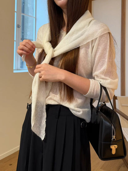 Featherlight Sheer Mist Mohair Cardigan | 輕盈霧感薄透馬海毛針織外套