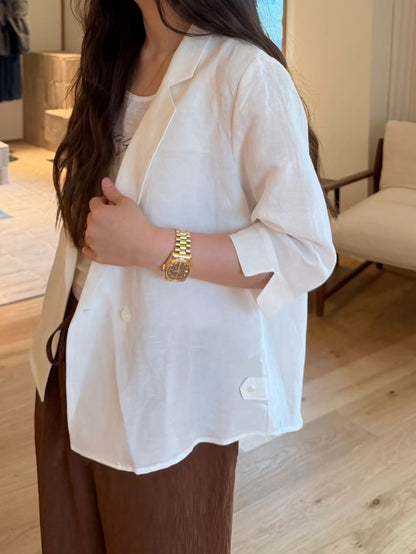 Casual Tailored Linen Blazer  | 休閒挺版亞麻西裝外套