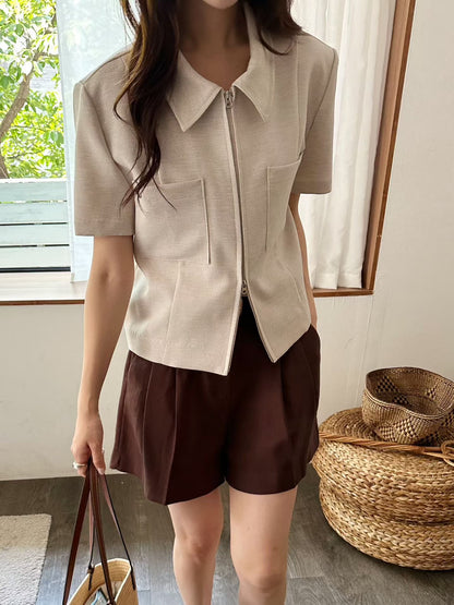 Tailored Linen A-Line Shorts | 棉麻挺版A字西裝短褲