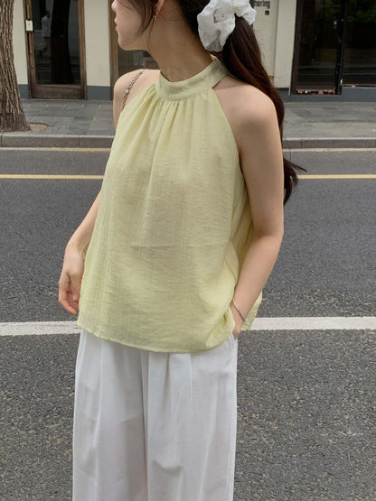 Textured Layer Halter Top | 暗紋理掛脖背心