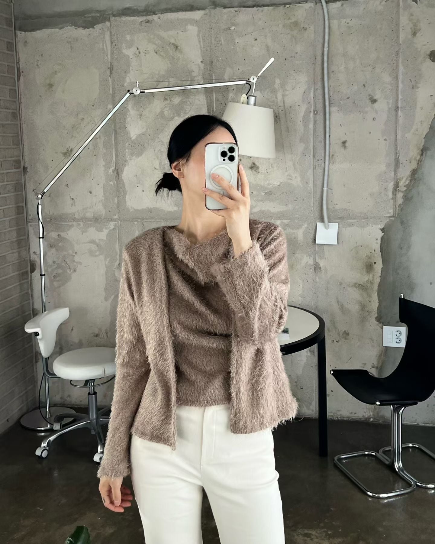 Momo Draping Set | 冬日氣氛毛毛背心外套Set