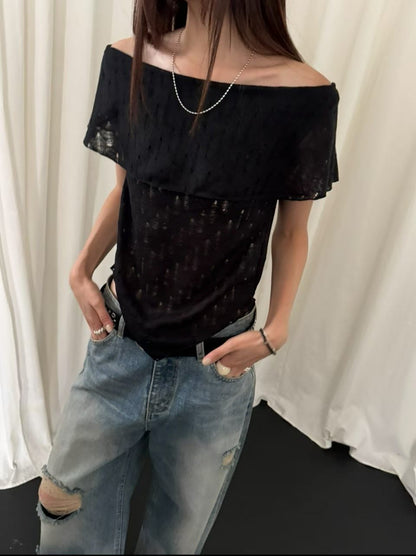 2-way Off Shoulder Ripped Knit Top