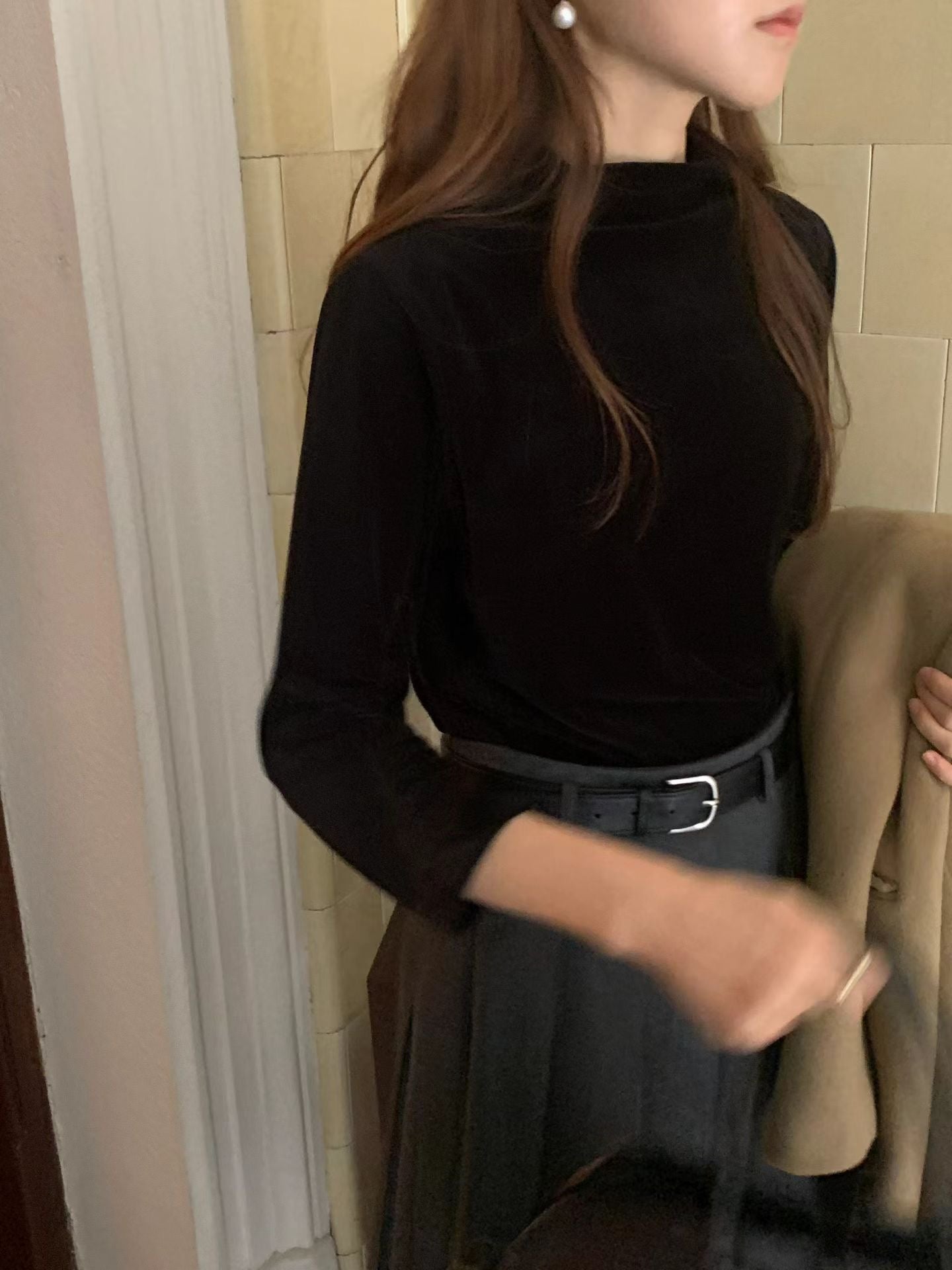 Butter Velvet Mock Neck Blouse