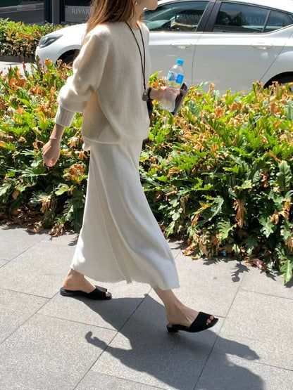 優雅波浪微A中長裙 | Elegant Ripped Hem Flowy Skirt