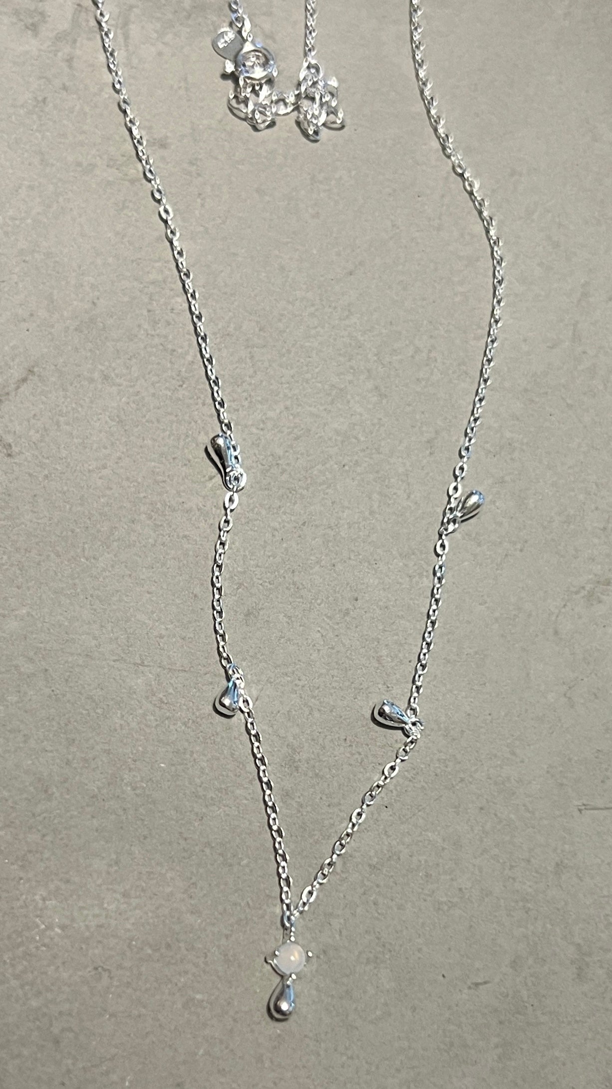 Teardrop Necklace with Misty Blue Bead
