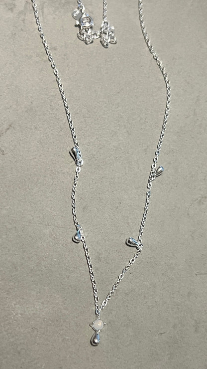 Teardrop Necklace with Misty Blue Bead