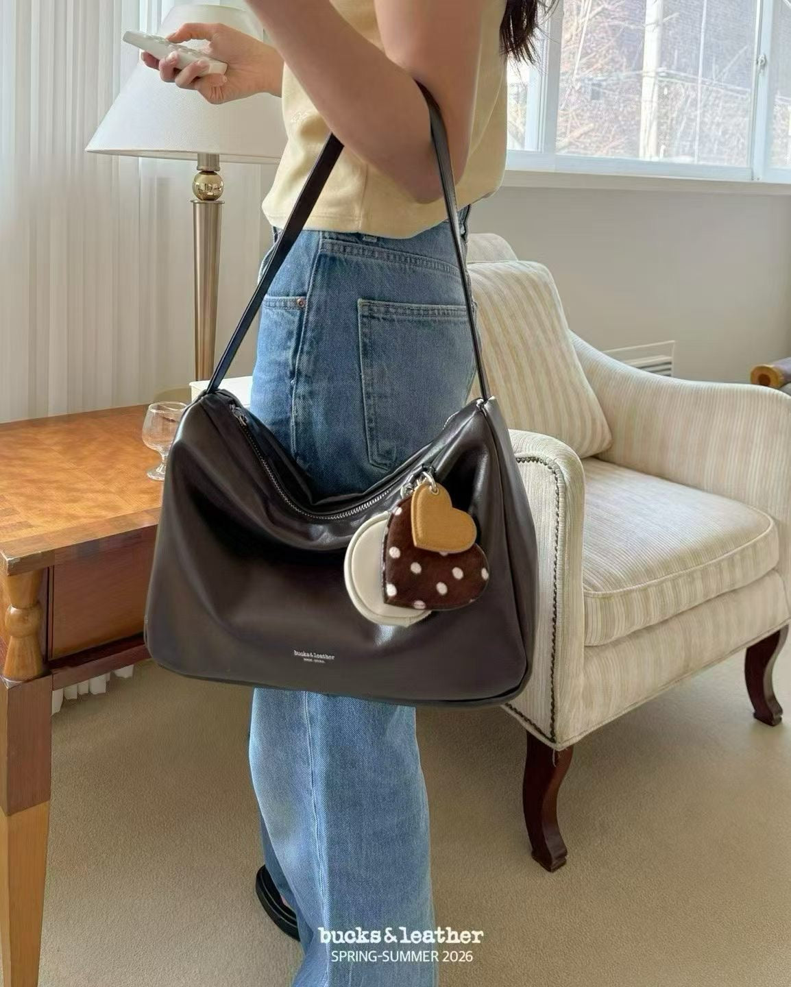 Bucks & Leather Calf Leather Chic  Lunchbox Shoulder Bag | 小牛皮方形上膊包包