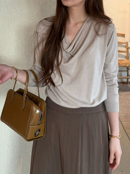 Luminous Fluid-Drape Silk Top | 絲質光澤滑感垂墜上衣