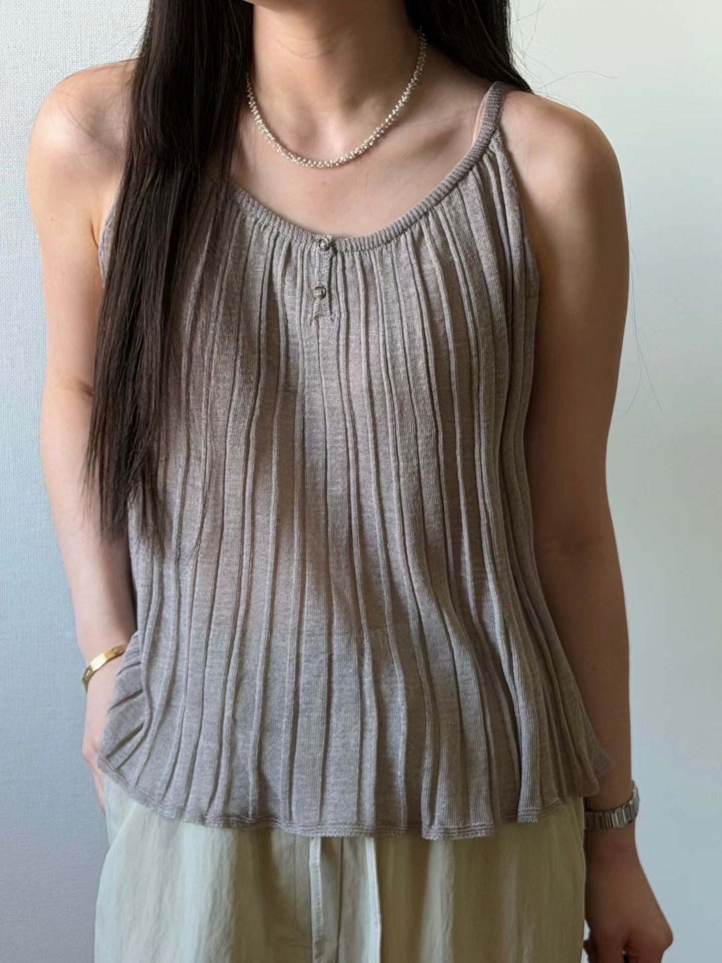 Linen Tencel Soft Pleated Cami
