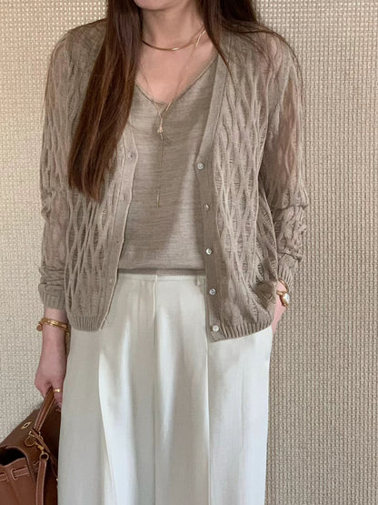[𝑳𝒊𝒏𝒆𝒏 𝑬𝒅𝒊𝒕] Premium Hexa Crochet Cardigan