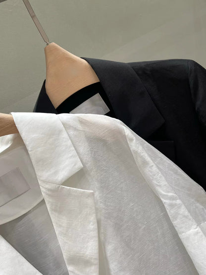 100% Linen Tailored Short Sleeved Blazer  | 純亞麻短袖夏日西裝外套