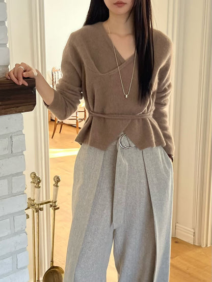 <<簡約層次>> Raccoon Wrap Top | 浣熊毛交疊上衣