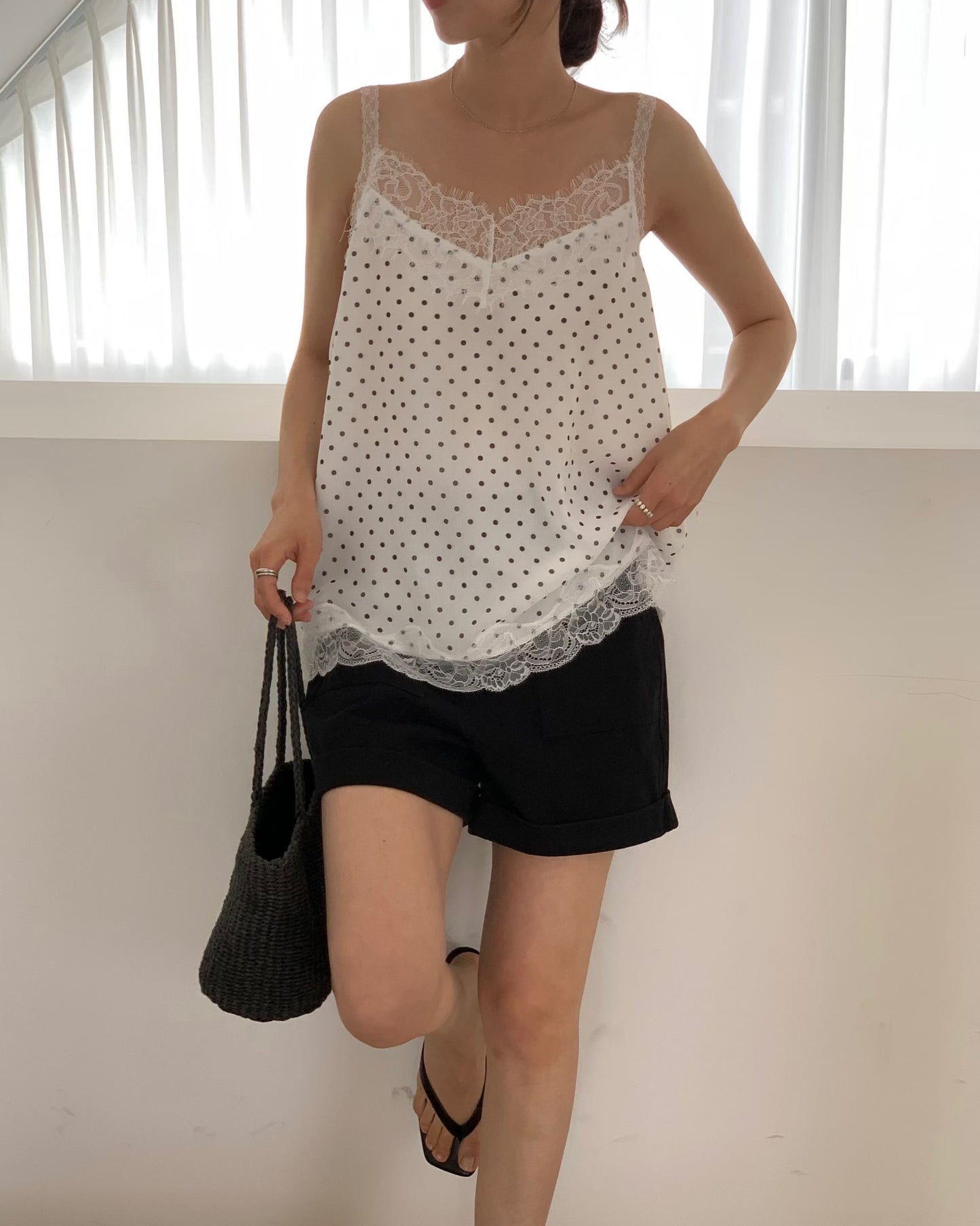 Polka Dots Lace Tank Top