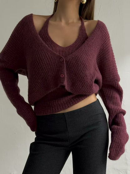 Alpaca Halter Neck & Cardi Set