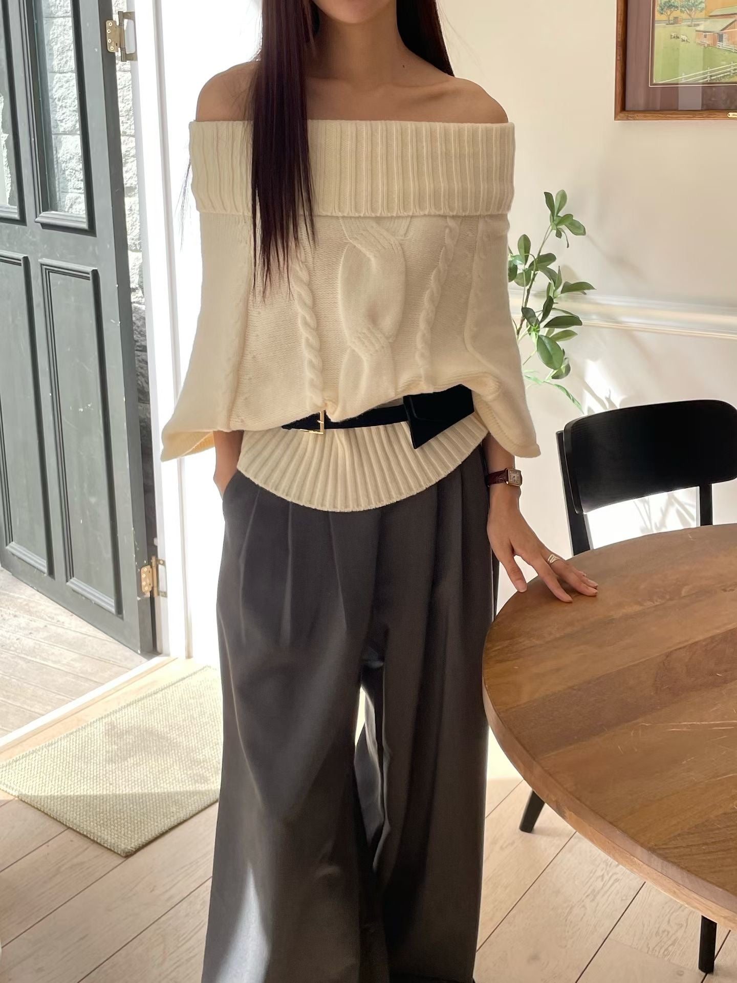 【獨特針織～】Batwing Wide Highneck Knit ｜ 精緻羅紋闊高領針織