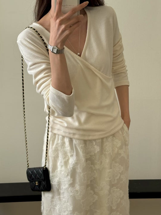 Elegant Wrap Angora Winter Top | 溫柔安哥拉毛搭疊Top