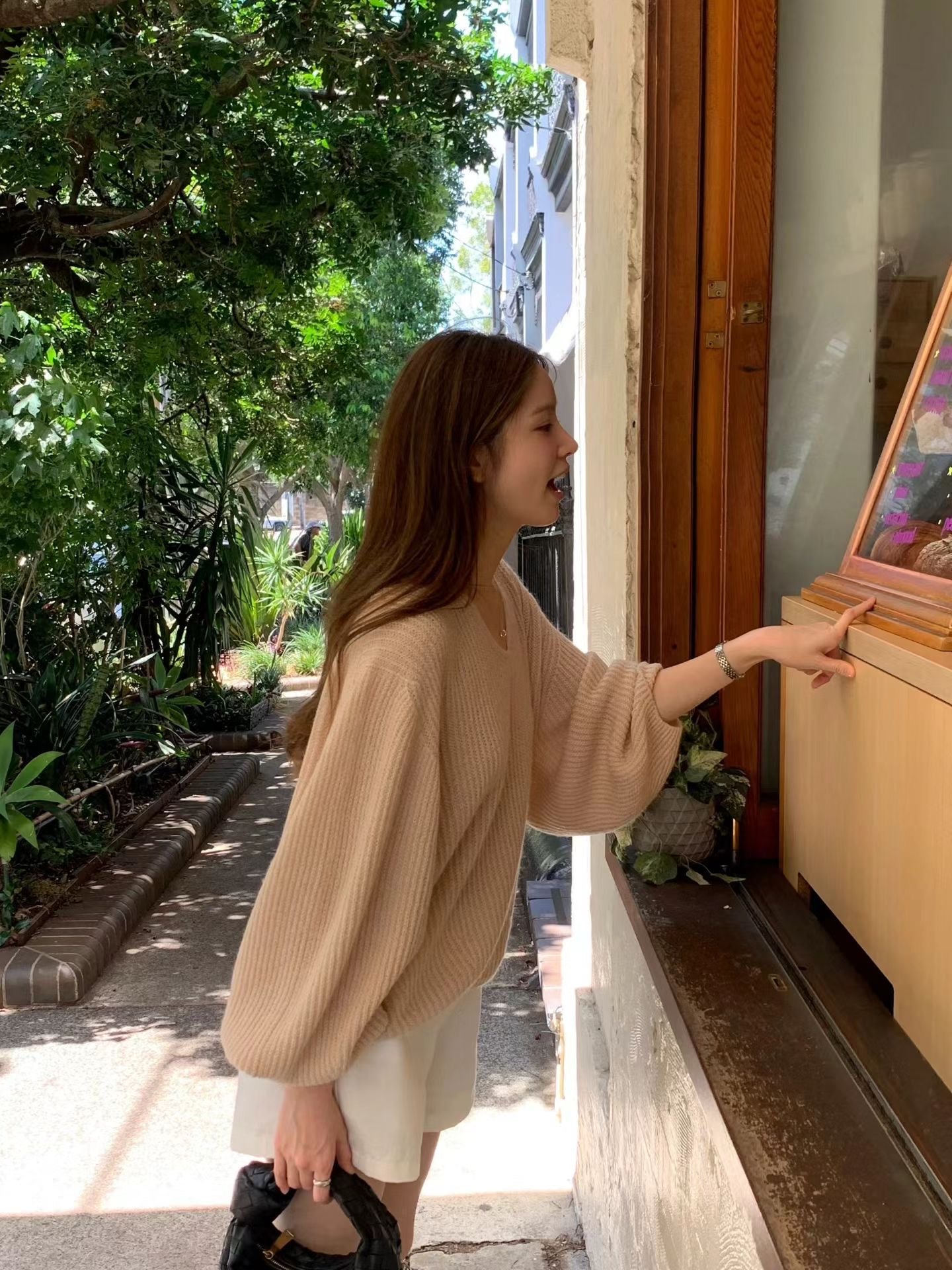 <皇牌檔口出品>￼Breezy Slouchy V-Neck Knit | 輕版燈籠袖針織