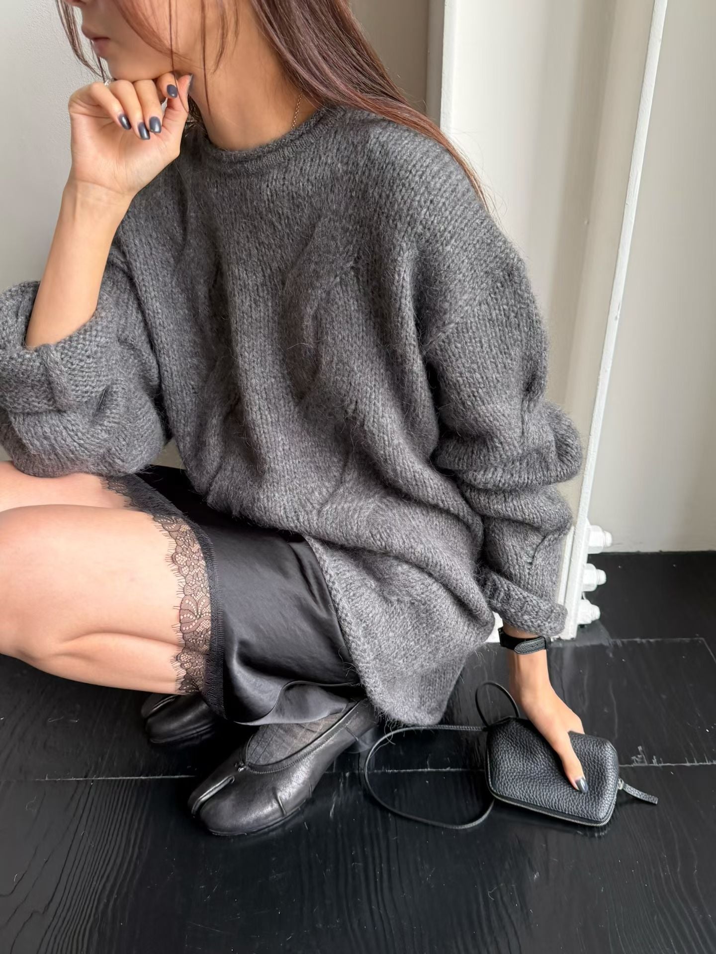 Oversized Alpaca Cable Knit | 寬版麻花羊駝針織
