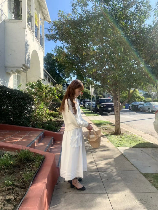 <設計感長裙> Dolly Pocket Breezy Tencel Skirt | 卷邊細節A型長裙