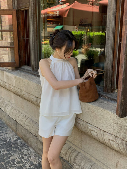 Textured Layer Halter Top | 暗紋理掛脖背心
