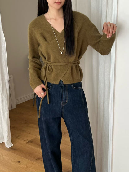 <<簡約層次>> Raccoon Wrap Top | 浣熊毛交疊上衣