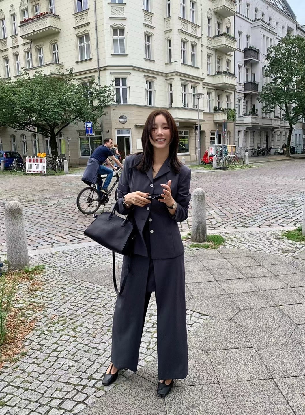 【暴美通勤風】Tailored Front Slit Maxi Skirt | 高腰開叉假兩件長裙