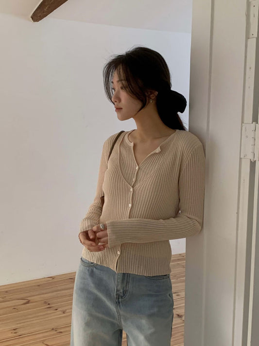 Layered V Faux-Cardi Top